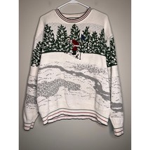 1990s Shenandoah Embroidered Textured Scenic Christmas Golfing Santa Swe... - $45.00