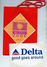 Delta Airlines Delta Connection Mexico 2000 DFW Bag and Good Goes Around Sticker - £13.96 GBP