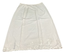 Odette Barsa Cream Colored Slip With Embroidered Mushrooms Accents - Medium - $14.84