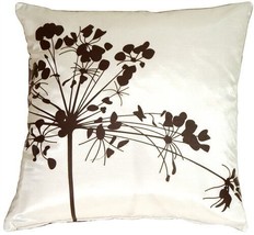 Pillow Decor - White with Brown Spring Flower Throw Pillow (KB1-0008-06-16) - £19.94 GBP