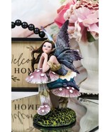 Twilight Purple Toadstool Fairy Garden Statue 7&quot;Tall Wishing Upon A Star... - $49.83 CAD