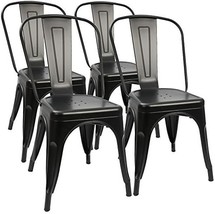 Furmax Metal Dining Chair Indoor-Outdoor Use Stackable Classic Trattoria... - $116.96