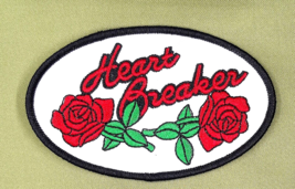 Heart Breaker Two Roses Iron On Sew On Embroidered Patch Broken Heart - £4.40 GBP