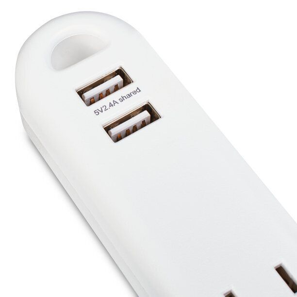 onn. Extension Cord Surge Protector with 1 AC Outlet and 2 USB Ports, 6ft Cord Item image 2