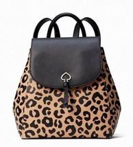 New Kate Spade Adel Leopard Print Medium Flap Backpack Leather Neutral Multi - £113.81 GBP