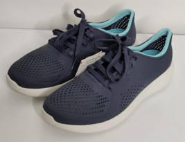 Crocs Womens LiteRide Pacer Navy Blue Turquoise Lace up Shoes 205234 Sz ... - $34.99