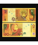 Abkhazia 10 Aspars commemorative, leopard / ancient ax, see UV image, 20... - $3.99