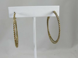 Vintage Goldtone Hoop Earrings Pierced Gold Tone Rope Twisted 49227 - $11.87