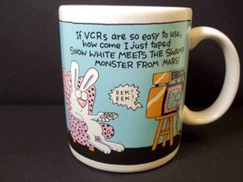Hallmark coffee mug Funny Bunny VCR TV Snow White &amp; Swamp Monster 10 oz - £6.41 GBP
