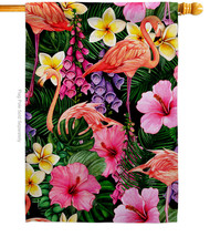 Hibiscus Flamingo - Impressions Decorative House Flag H105066-BO - $36.97