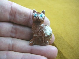 (Y-CAT-8) red tan KITTY CAT gemstone carving love cats SOAPSTONE figurin... - £6.88 GBP