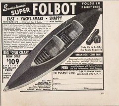 1949 Print Ad Folbot Folding Boats Folds in 2 Light Bags Long Island City,NY - £11.20 GBP