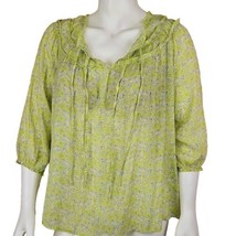 Unique Spectrum Peasant Top Womens Plus 3X Green Floral Boho Blouse Shee... - £11.57 GBP