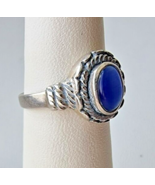 VINTAGE 925 STERLING SILVER LAPIS LAZULI  TIGER EYE RING SIZE 4.5 - $680.47 MXN