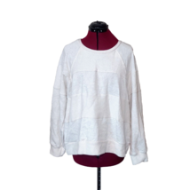 Everleigh Tonal Stripe French Terry Sweatshirt Oatmeal Stripe Women Size XL - £34.60 GBP