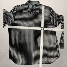 Lauren Ralph Lauren Striped Button Up Blouse Black White Silk Size L NWT image 9