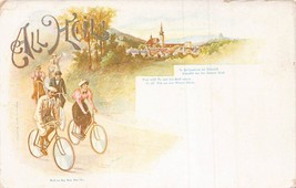 All Heil!! Men &amp; Women Riding BICYCLES-1900s Postcard - £7.84 GBP
