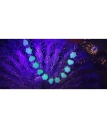 Heart &amp; star Czech Uranium milk glass bracelet vaseline glass beads #24059 - $577.65 MXN