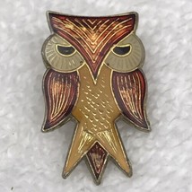 Owl Pin Brooch Gold Tone Enamel Vintage - £7.99 GBP