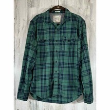 American Eagle Mens Flannel Shirt Athletic Fit Green Blue Plaid Size Medium - $13.84
