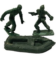 Army Men Toy Soldiers plastic military figures vtg USA lot Marx life boat green - £13.11 GBP