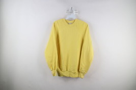 Vintage 70s Streetwear Womens Size Large Blank Crewneck Sweatshirt Yellow USA - £34.95 GBP