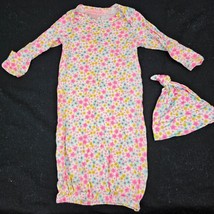 Boutique Baby Gown Pajamas Floral Hat Cap Beanie Set Everyday Nay Modal NB - £15.50 GBP