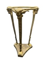 Vintage MCM Brass 3 Rams Head Stand Art Nouveau For Vase or Sphere 6.25&quot;... - $40.00