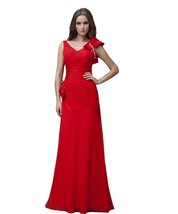 Kivary Women&#39;s V Neck Long A Line Prom Dresses Red US 12 - £86.11 GBP