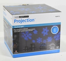 New Led Shadow Light Show Projection Rotating Blue Snow Flakes Gemmy Christmas - $19.99