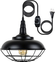 Hmvpl Plug In Hanging Light Fixtures, Black Cage Plug In Pendant Light, Metal - £51.39 GBP