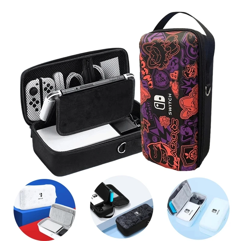 Arge capacity hard protective travel carrying bag for nintendo switch oled console game thumb200