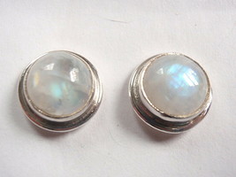 Blue Moonstone 925 Sterling Silver Round Stud Earrings Corona Sun Jewlery m18b - £14.38 GBP