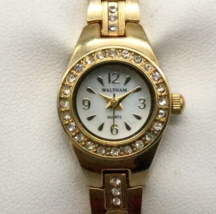Waltham Watch Women 19mm Crystal Gold Tone White Dial New Battery 7.25" - $24.74