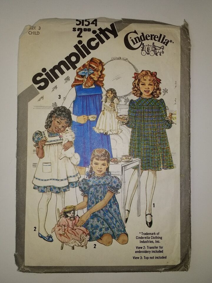 Simplicity 5154 Size 3 Child's Pullover Dress Pintafore Jumper - £10.11 GBP