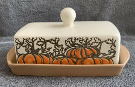 In Homestylez THANKSGIVING PUMPKINS BUTTER DISH FALL AUTUMN HALLOWEEN St... - £27.93 GBP