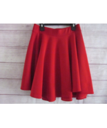 Kathy Women&#39;s Size Small  Midi Skater Skirt Red Solid Stretch Pull On Po... - £7.08 GBP
