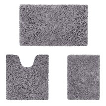 3 Pieces Bathroom Rug Set, Ultra Soft Non Slip Bath Rug And Absorbent Chenille B - £31.45 GBP