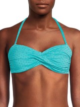 Time And Tru Women&#39;s Eyelet Twist Swim Bandeau Green Size L(12-14) - £13.96 GBP