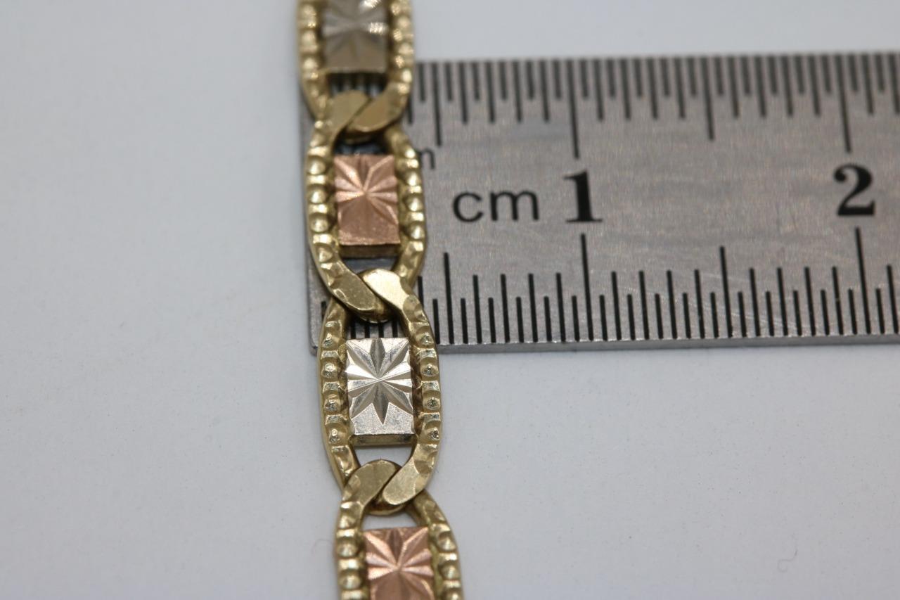 10K Tri Color Gold 4MM Fancy Mariner Link Necklace 19" Long 13.6 Grams Item image 10