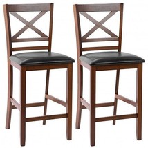 Set of 2 Bar Stools 25 Inch Counter Height Chairs with PU Leather Seat - Color: - £162.71 GBP