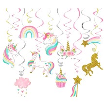 Unicorn Party Decorations, 30Pcs Unicorn Hanging Swirl With Glitter Cardboard, U - $15.99