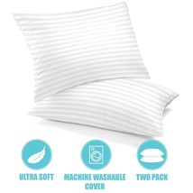 Cotton Pillows Set of 2 Breathable Hotel Quality Down Alternative Bed Pi... - £21.97 GBP