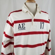 American Eagle AE Rugby Polo Shirt XL Long Sleeve Red Stripe Heavyweight... - $23.99