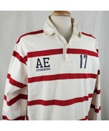 American Eagle AE Rugby Polo Shirt XL Long Sleeve Red Stripe Heavyweight... - £19.15 GBP