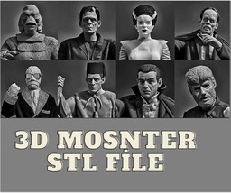 Classic M0nsters 3D Model STL Pack, Dracula, Frankenstein and Bride, Invisible M - £6.39 GBP