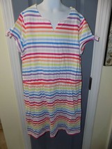 Lands&#39; End White Striped Multi-Color Dress Size XL (16+) Girl&#39;s EUC - £14.00 GBP