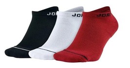 Jordan Uni Everyday Max No-Show DRI-FIT Socks, 3 Pair Black/White/Red SX5546-011 - £23.52 GBP