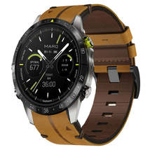 For Garmin MARQ Athlete 22mm Leather Textured Watch Band(Brown) - £30.97 GBP