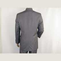 Men Apollo King Banded Collarless suit Mandarin 5 Hidden Button Pastor AG53 Gray image 6
